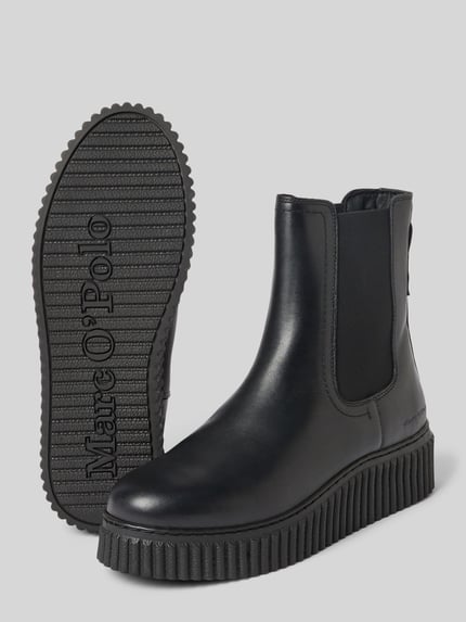 Produktfoto, czarne Chelseas aus echtem Rindsleder Modell 'Bianca' von Marc O'Polo, damskie, matowa faktura, kontekst: damskie Chelseas od Marc O'Polo