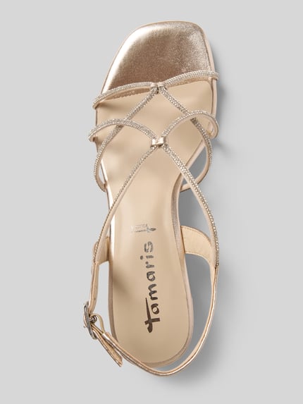 Tamaris Sandalen met strass-steentjes Goud gemêleerd - 3
