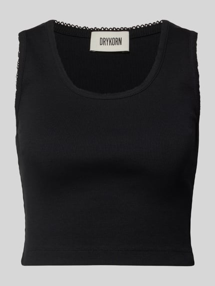 DRYKORN slim fit top met sierrand model 'Tiora' Zwart - 2