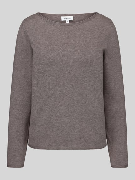 s.Oliver RED LABEL Regular Fit Pullover aus Baumwoll-Viskose-Mix Taupe Melange 2