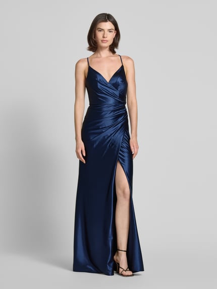 LUXUAR FASHION Avondjurk met plooien opzij Donkerblauw - 4