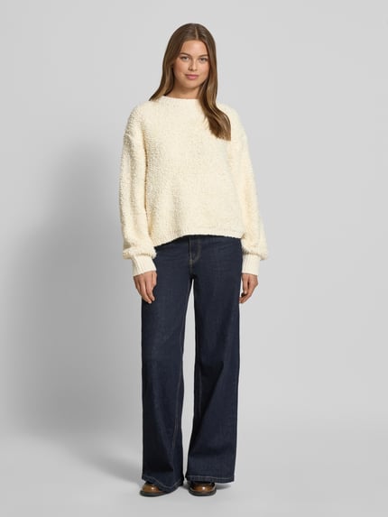 someday. Relaxed Fit Pullover in Bouclé-Optik mit Woll-Anteil Modell 'Telena' Ecru 1