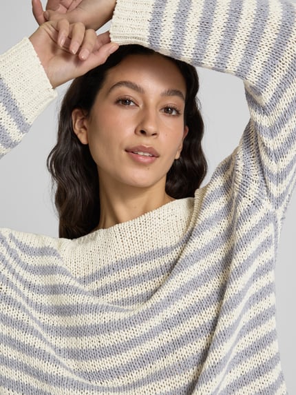 Marc O'Polo Comfort fit gebreide pullover van katoenmix Rookblauw - 3