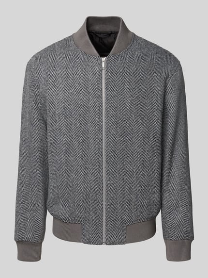 Selected Regular fit bomberjack van wolmix, model 'JENS' Middengrijs - 2