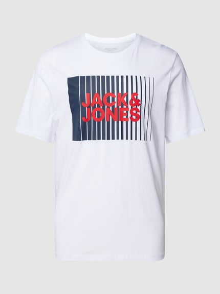 JACK & JONES t-shirt z nadrukiem z logo model 'CORP' Biały 2