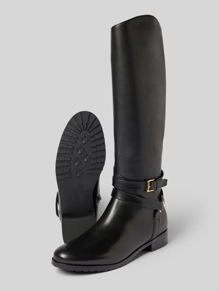 Lauren Ralph Lauren Leren laarzen met doornsluiting, model 'COLLINS' Zwart - 4