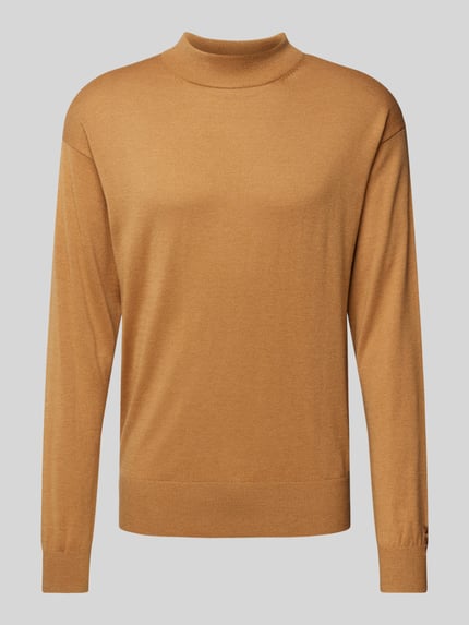 Scotch & Soda Sweter z dzianiny krój regular fit z dodatkiem wełny model „CORE” Camel 2