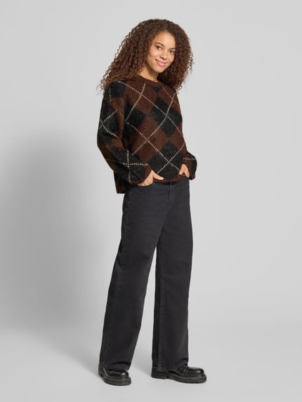 ONLY Pullover mit weicher Wollmischung Schoko 1