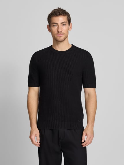 HUGO Sweter z dzianiny o kroju relaxed fit z czystej bawełny model 'SAFFON' Czarny 4