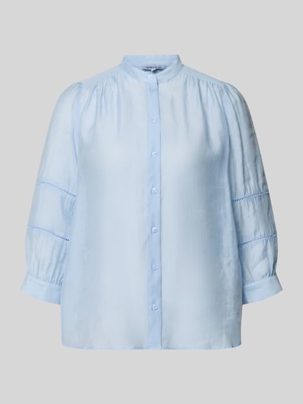 Produktfoto, Regular Fit Bluse mit 3/4-Arm von More & More aus Lyocell-Mix in Hellblau, Rundhalsausschnitt, glatte Textur, Damen, Rückenlänge 62 cm, Ärmellänge 49 cm, Größe 36