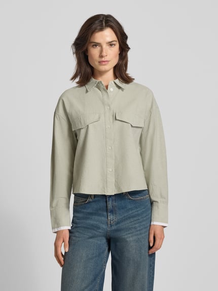 OPUS Overhemdblouse met knoopsluiting, model 'Finsi' Mintgroen - 4