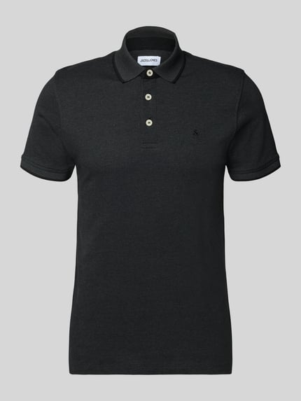 Produktfoto, Slim Fit Poloshirt met viscose, Model 'Paulos' van JACK & JONES, katoenmix, polokraag, korte mouw, logostitching, ruglengte maat M 72 cm
