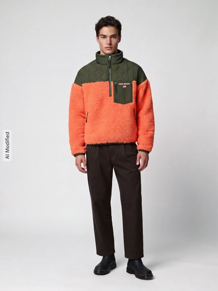 Polo Ralph Lauren Sweatshirt mit kontrastierendem Steppeinsatz aus Nylon Orange 1