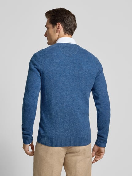 MCNEAL Regular Fit Strickpullover aus reiner Wolle Jeansblau Melange 5