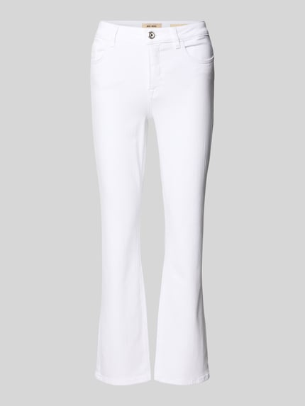 Produktfoto, białe jeansy z mieszanki wiskozy i lyocellu model 'Ashley' od MOS MOSH, krój slim fit, wpuszczane kieszenie, szerokość w rozmiarze 27: 48 cm, długość wewnętrzna nogawki w rozmiarze 27: 73 cm
