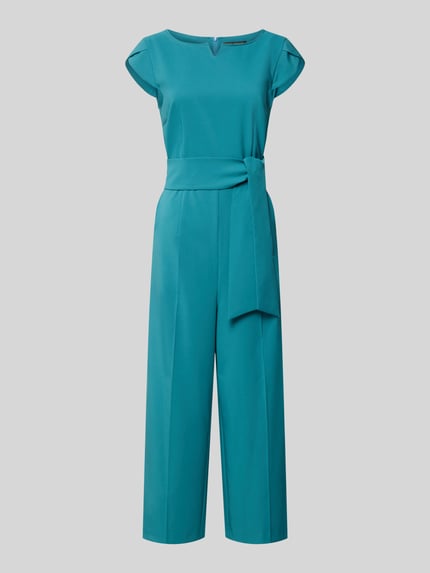 Produktfoto, turkusowy Regular Fit Jumpsuit mit Bindegürtel von Betty Barclay, gładka tekstura, szerokie nogawki, kontekst: kombinezon damski
