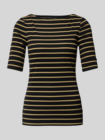 Lauren Ralph Lauren T-shirt met boothals, model 'JUDY' Neongeel - 2