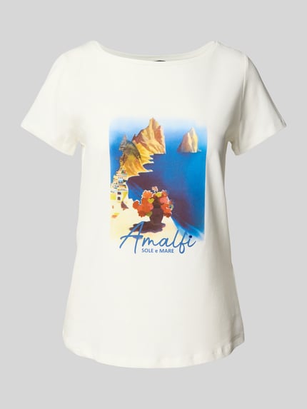 MORE & MORE T-Shirt mit geripptem Rundhalsausschnitt Offwhite 2