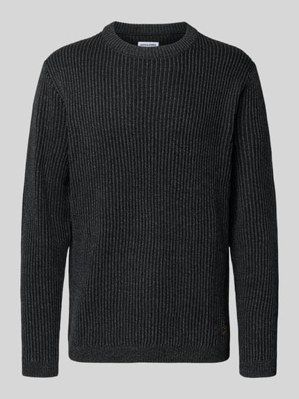 JACK & JONES Strickpullover mit gerippten Abschlüssen Modell 'DOVER' BLACK 2