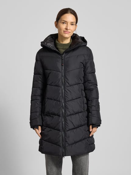 FIRE + ICE Gewatteerde lange jas met tweewegsritssluiting, model 'AENNY3' Black - 4