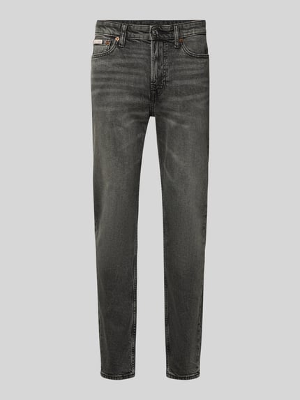 Produktfoto, Slim Fit Jeans mit Label-Patch Modell 'HEARST' von Calvin Klein Jeans z bawełny z elastanem, używany wygląd, krój slim fit