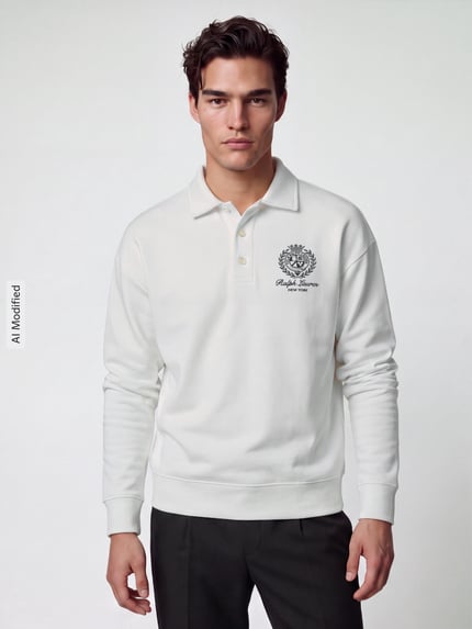 Polo Ralph Lauren Sweatshirt mit Wappenstickerei Offwhite 4