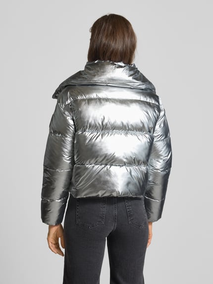 Save The Duck Cropped Steppjacke mit Stehkragen Modell 'GISELLE' Silber 5