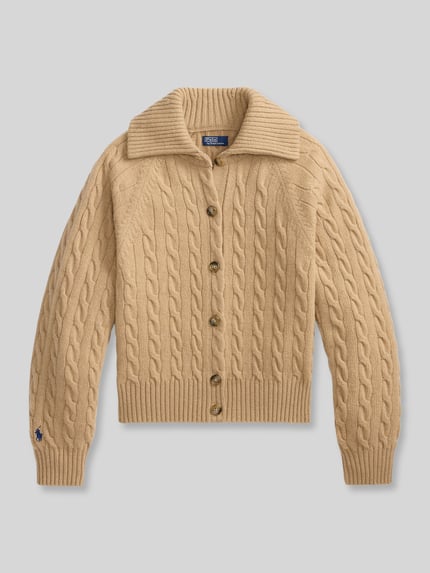 Polo Ralph Lauren Regular Fit Strickjacke aus Woll-Kaschmir-Mix Hellbraun Melange 2