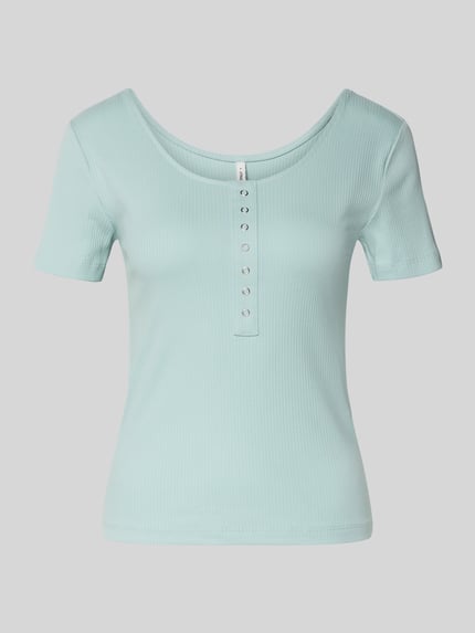 ONLY slim fit T-shirt van katoenmix model 'SIMPLE' Rietgroen - 2