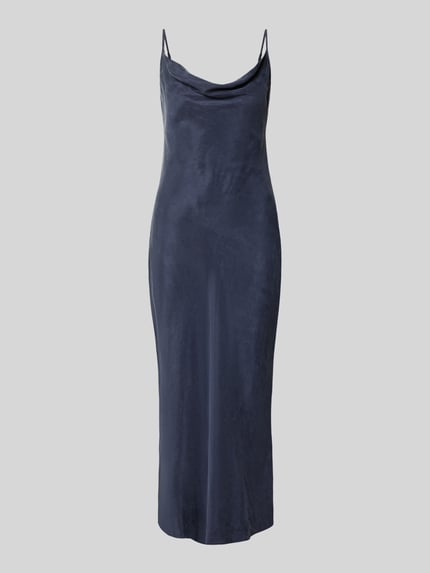 Produktfoto, Midikleid aus Lyocell-Mix mit Viskose-Anteil Modell 'Lina' von GUESS, dunkelblau, schmale Passform, glatte Textur