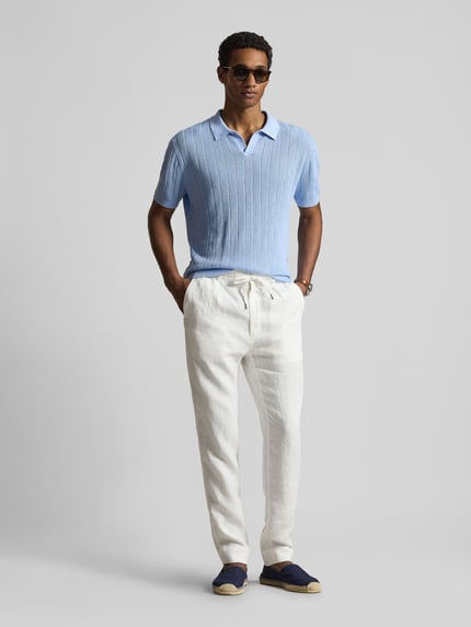 Polo Ralph Lauren Relaxed Fit Poloshirt aus reinem Leinen Hellblau 1