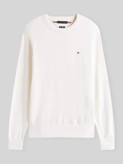 Tommy Hilfiger Sweter o kroju regular fit z mieszanki bawełny i kaszmiru Złamany biały 2