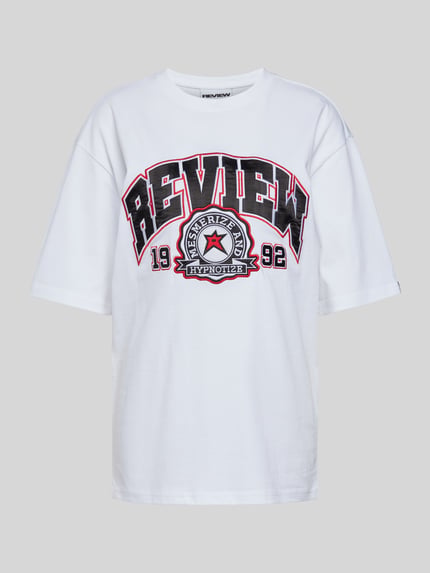 REVIEW T-Shirt mit Label-Print Weiss 2