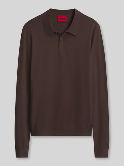 HUGO Regular Fit Poloshirt mit Feinstrickstruktur aus Viskosemix Dunkelrot 2