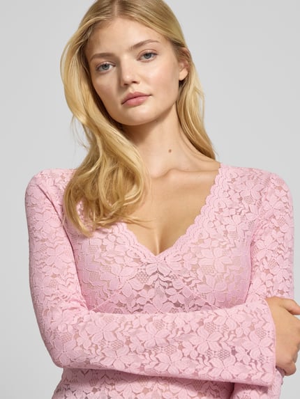 Gina Tricot Shirt met lange mouwen en V-hals Roze - 3