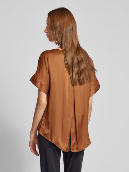 Stefanel Blouseshirt in effen design Middenbruin - 5
