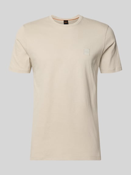 Produktfoto, Regular Fit T-Shirt aus reiner Baumwolle Modell 'TALES' von BOSS Orange, unifarben, kurzarm, Label Patch, Rundhalsausschnitt