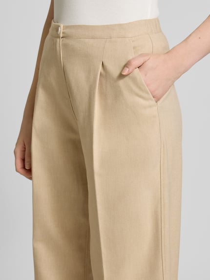 OPUS Ausgestellte Stoffhose mit Leinen-Anteil Modell 'Maiga' Sand 3