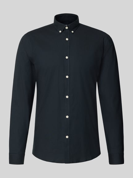 Produktfoto, Regular Fit Freizeithemd aus Baumwoll-Mix Modell 'Oxford' von Lindbergh, dunkelblau, Button-Down-Kragen, glatte Textur