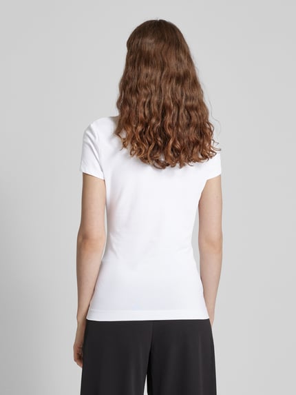 GUESS T-Shirt mit Label-Stitching und Ziersteinbesatz Weiss 5