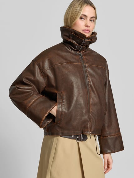 BAUM & PFERDGARTEN Lederjacke mit hohem Kragen Modell 'BAANI' Dunkelbraun 3