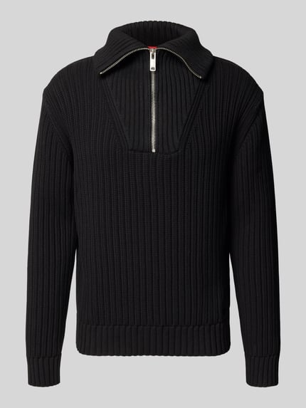 HUGO Bluza z kołnierzem o kroju regular fit z czystej bawełny model ‘SRIGG’ Czarny 2