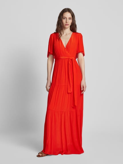 ba&sh Maxi-jurk van viscose met strikceintuur, model 'NATALIA' Donkeroranje - 4