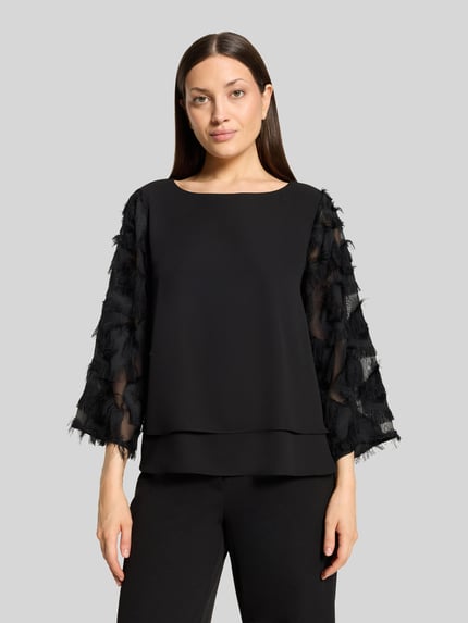 Betty Barclay Kurze Langarmbluse mit Fransendetails Black 4
