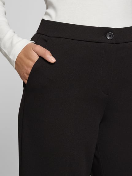Stehmann Wide leg bandplooibroek met steekzakken, model 'Hillda' Zwart - 3