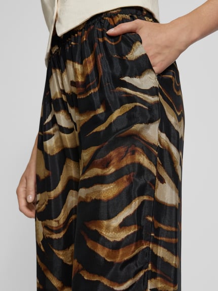 Kaffe Wide Leg Stoffhose mit elastischem Bund Modell 'laila' Black 3