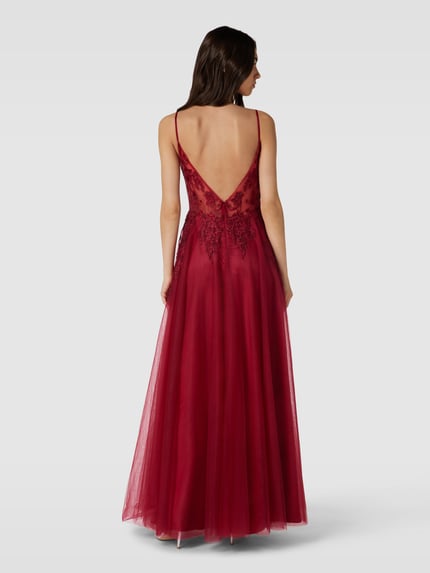 LUXUAR FASHION Abendkleid mit Ziersteinbesatz Bordeaux 5