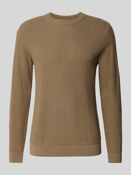 Lindbergh Gebreide pullover met structuurmotief en ronde hals Camel - 2