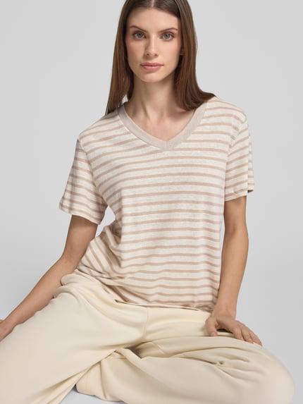 SCHIESSER T-shirt met geribde V-hals Offwhite - 3