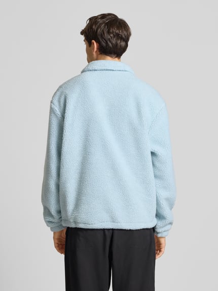 Karl Kani Teddyfell Sweatshirt mit Umlegekragen und Knopfleiste Hellblau 5